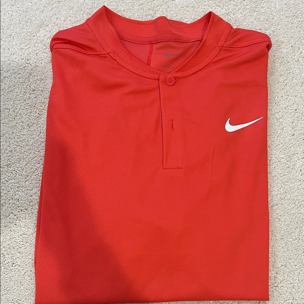 NWOT Nike Red Short-Sleeve Athletic Shirt with White Swoosh